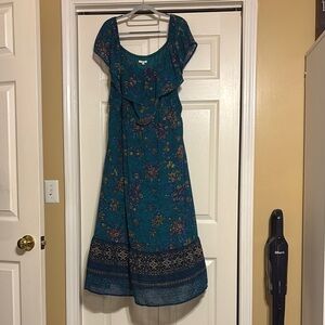 Maurices Blue Casual Flutter Sleeve Maxi Dress